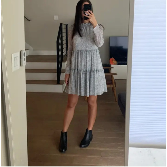 Ted baker designer UK 2 US 4 speckled dot ruffle tiered Phenia dress long sleeve - Picture 1 of 8
